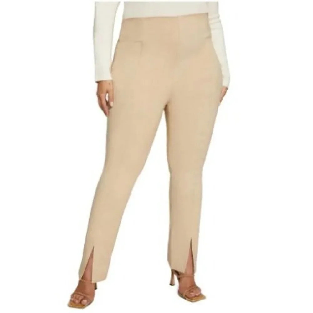 NWT GOOD AMERICAN Faux Suede Boss Ivory Pants-sz 4 (34)
